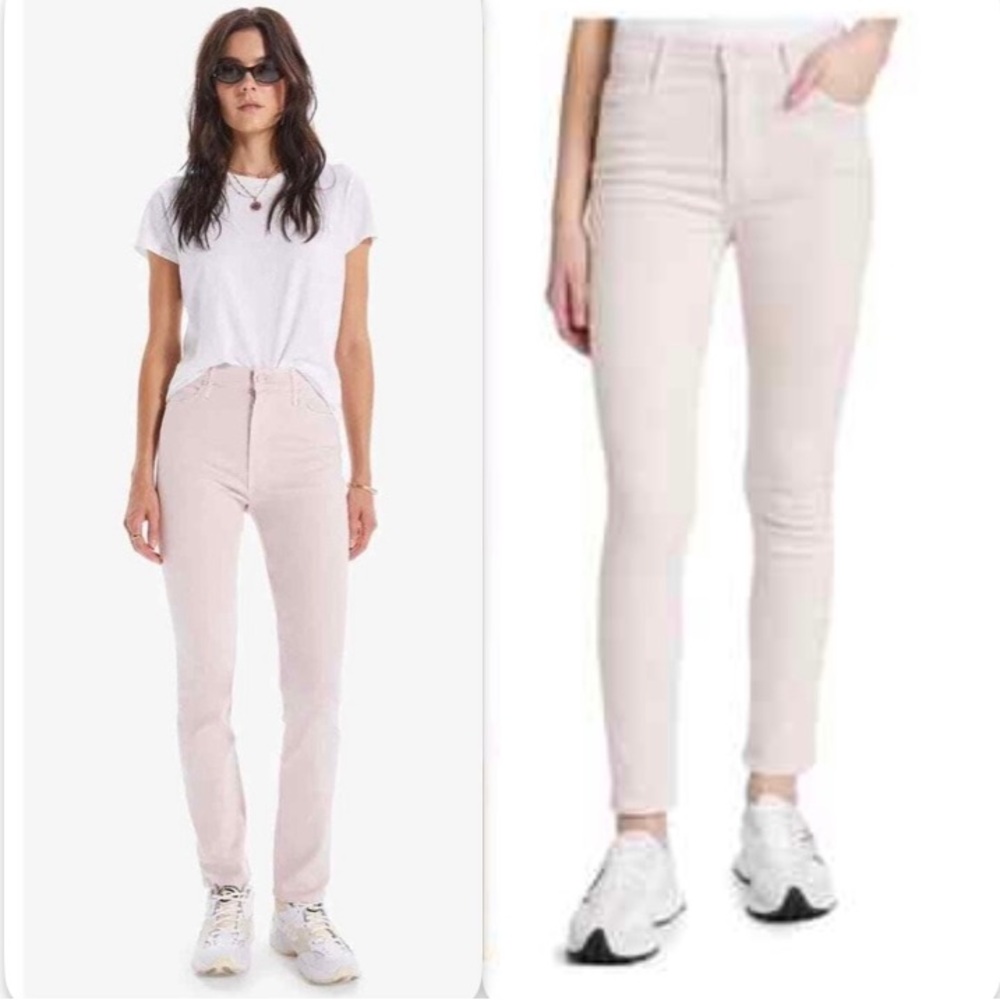 Mother The Dazzler Hover Date Night Soft Pink Blush Slim Zip Fly Jeans Size 27